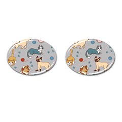 Cats Pattern Cufflinks (oval)