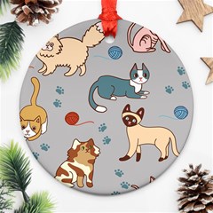 Cats Pattern Round Ornament (two Sides)