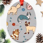 Cats Pattern Oval Ornament (Two Sides) Front