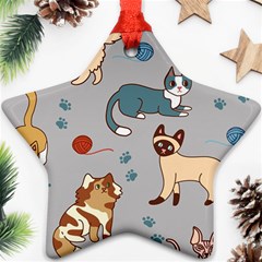 Cats Pattern Star Ornament (two Sides)