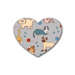 Cats Pattern Rubber Coaster (heart)