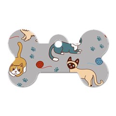 Cats Pattern Dog Tag Bone (one Side)