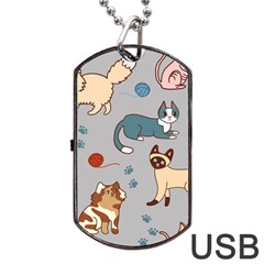 Cats Pattern Dog Tag Usb Flash (one Side) by Jancukart