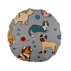 Cats Pattern Standard 15  Premium Round Cushions by Jancukart