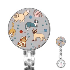 Cats Pattern Stainless Steel Nurses Watch