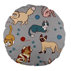 Cats Pattern Large 18  Premium Flano Round Cushions