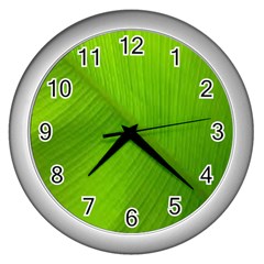 Banana Leaf Wall Clock (silver) by artworkshop