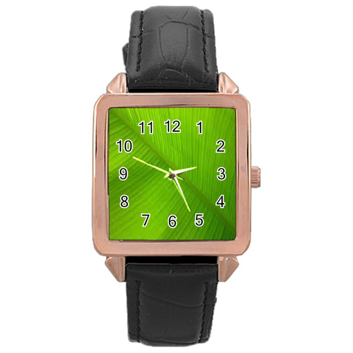 Banana Leaf Rose Gold Leather Watch 