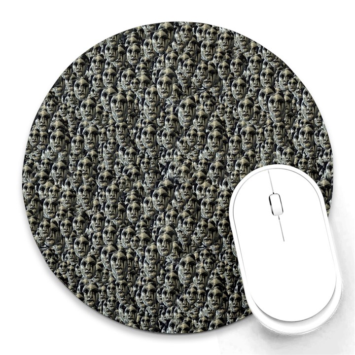 Creepy Head Motif Pattern Round Mousepads