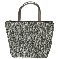 Creepy Head Motif Pattern Bucket Bag