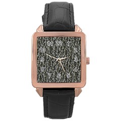 Creepy Head Motif Pattern Rose Gold Leather Watch 