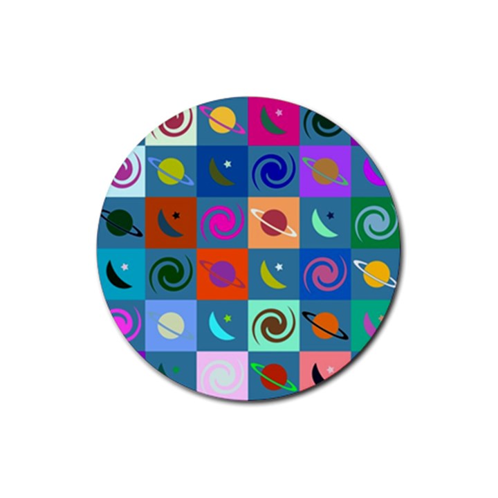 Space-pattern Multicolour Rubber Coaster (Round)