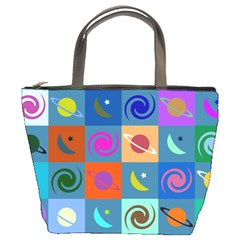 Space-pattern Multicolour Bucket Bag