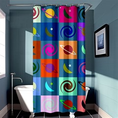 Space-pattern Multicolour Shower Curtain 36  x 72  (Stall) 