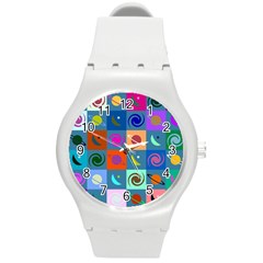 Space-pattern Multicolour Round Plastic Sport Watch (m) by Jancukart