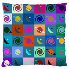 Space-pattern Multicolour Standard Flano Cushion Case (Two Sides)