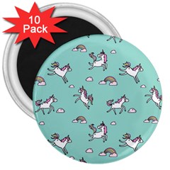 Unicorn Patterns 3  Magnets (10 Pack) 