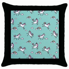 Unicorn Patterns Throw Pillow Case (black) by Jancukart