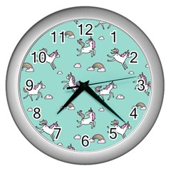 Unicorn Patterns Wall Clock (silver)