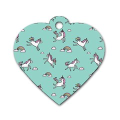 Unicorn Patterns Dog Tag Heart (two Sides)