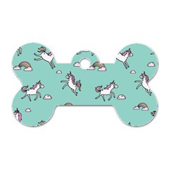 Unicorn Patterns Dog Tag Bone (two Sides)