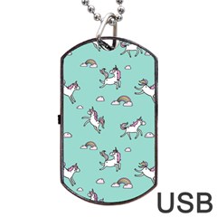 Unicorn Patterns Dog Tag Usb Flash (one Side) by Jancukart