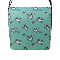 Unicorn Patterns Flap Closure Messenger Bag (l)