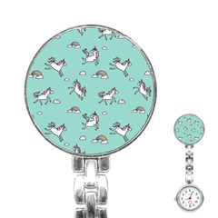 Unicorn Patterns Stainless Steel Nurses Watch