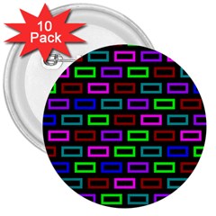 Colourful Bricks Pattern Colour 3  Buttons (10 Pack) 