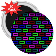 Colourful Bricks Pattern Colour 3  Magnets (10 Pack) 