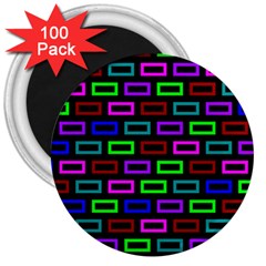 Colourful Bricks Pattern Colour 3  Magnets (100 Pack)