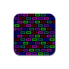 Colourful Bricks Pattern Colour Rubber Square Coaster (4 Pack)