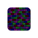 Colourful Bricks Pattern Colour Rubber Square Coaster (4 pack) Front