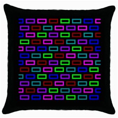 Colourful Bricks Pattern Colour Throw Pillow Case (black) by Jancukart