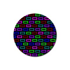 Colourful Bricks Pattern Colour Rubber Coaster (round)