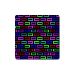 Colourful Bricks Pattern Colour Square Magnet