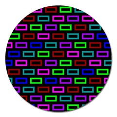 Colourful Bricks Pattern Colour Magnet 5  (round) by Jancukart