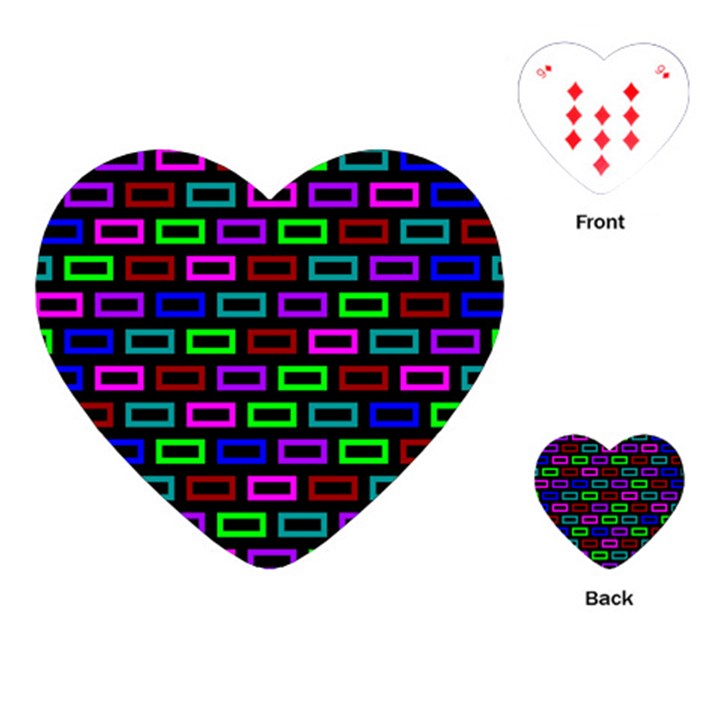 Colourful Bricks Pattern Colour Playing Cards Single Design (Heart)