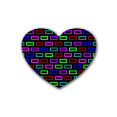 Colourful Bricks Pattern Colour Rubber Heart Coaster (4 Pack)