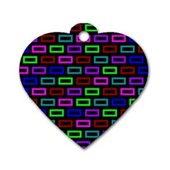 Colourful Bricks Pattern Colour Dog Tag Heart (one Side)