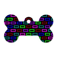 Colourful Bricks Pattern Colour Dog Tag Bone (one Side)