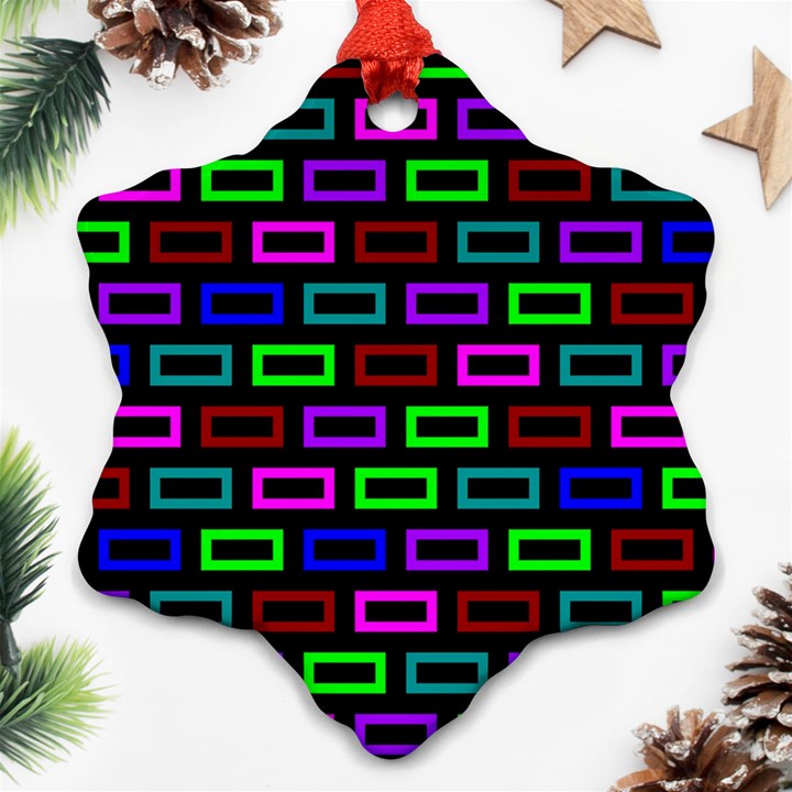 Colourful Bricks Pattern Colour Snowflake Ornament (Two Sides)