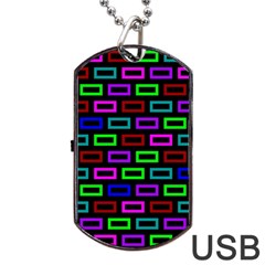 Colourful Bricks Pattern Colour Dog Tag Usb Flash (two Sides)