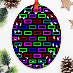 Colourful Bricks Pattern Colour Ornament (oval Filigree)