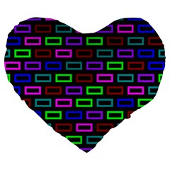 Colourful Bricks Pattern Colour Large 19  Premium Heart Shape Cushions