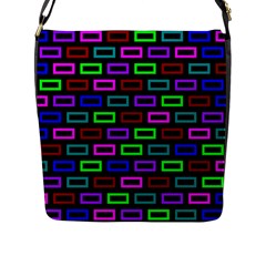 Colourful Bricks Pattern Colour Flap Closure Messenger Bag (l)