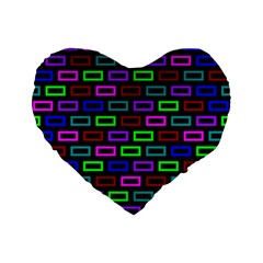 Colourful Bricks Pattern Colour Standard 16  Premium Flano Heart Shape Cushions