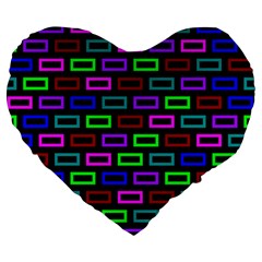 Colourful Bricks Pattern Colour Large 19  Premium Flano Heart Shape Cushions