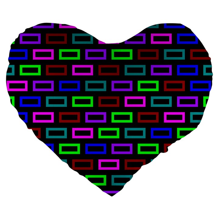 Colourful Bricks Pattern Colour Large 19  Premium Flano Heart Shape Cushions