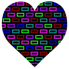 Colourful Bricks Pattern Colour Wooden Puzzle Heart